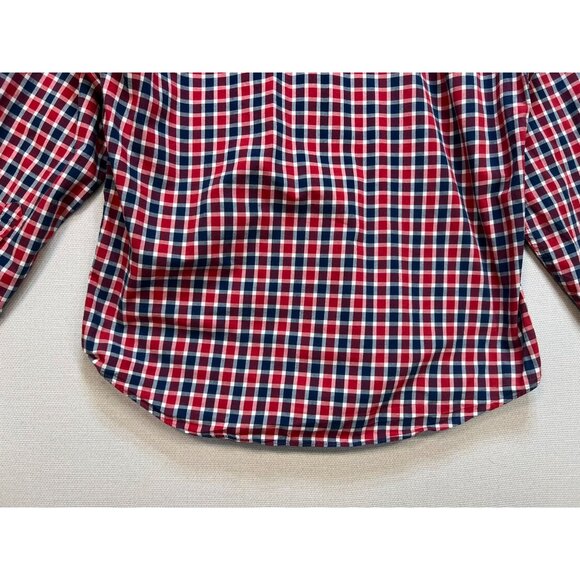 J. Crew Button Down Shirt Mens M Red Navy Plaid Long-Sleeve Classic Casual - Picture 13 of 13